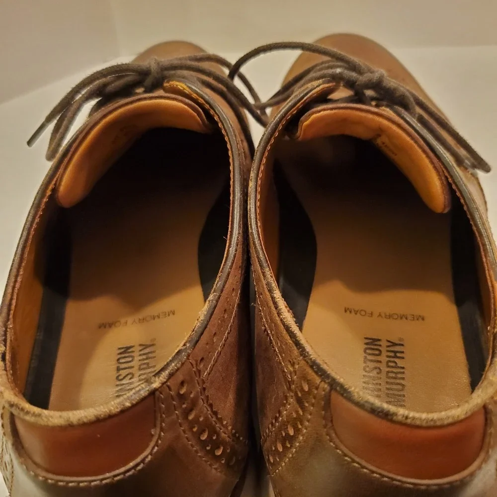 Johnston & Murphy Brown Suede Leather Wingtip Oxford Shoes Size 9M EUC Fast Ship